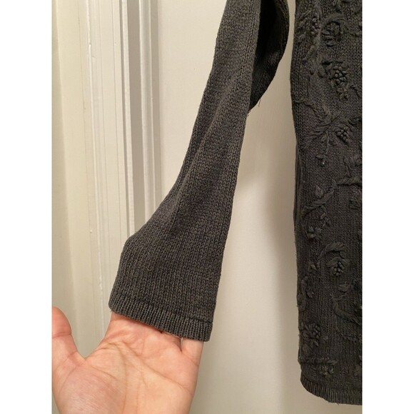 Vtg Cottagecore Cardigan Sweater Sz Medium Grey Goth Fall Whimsy 80s Embroidered - Picture 5 of 9